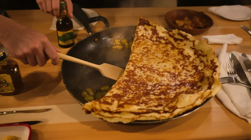 « Je la fais chaque mars » : cette crêpe salée aux poireaux cache une pointe de fromage qui la rend irrésistible !