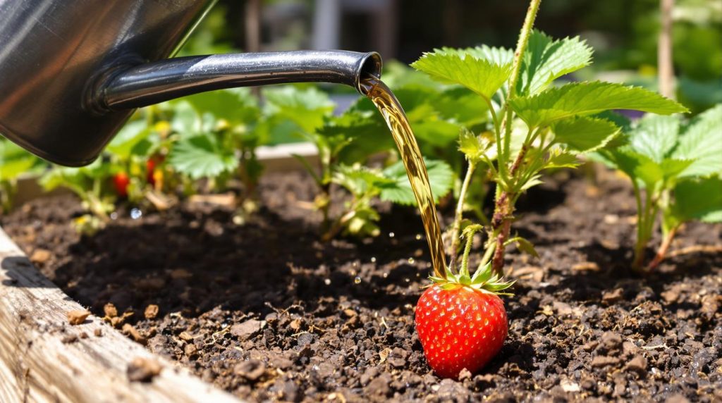 Les fraisiers produiront de plus gros fruits si on les arrose au printemps avec cet ingrédient de cuisine.