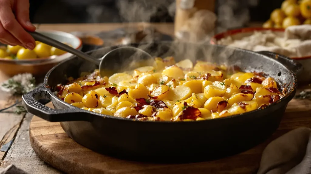 Ce gratin ultra simple aux pommes, oignons et bouillon est encore plus gourmand que le dauphinois