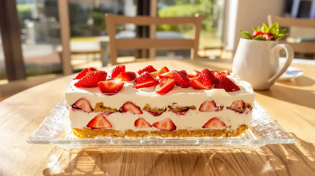 Ce tiramisu aux fraises sans mascarpone joue sur un laitage islandais ultra léger qui fait fondre les calories