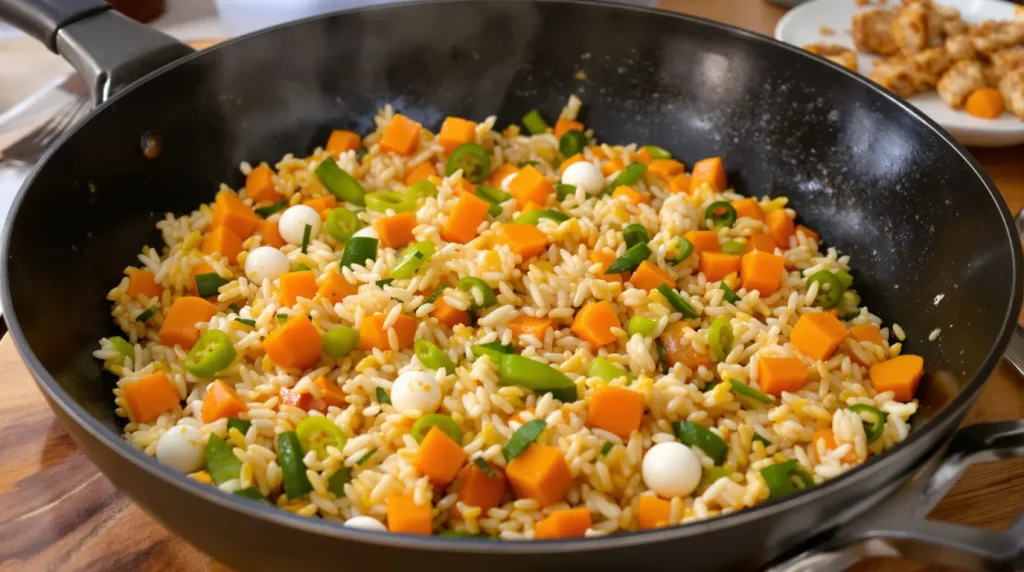 Je prépare ce riz sauté carotte-poireau à la sauce soja dès que j'ai envie d'un dîner healthy express