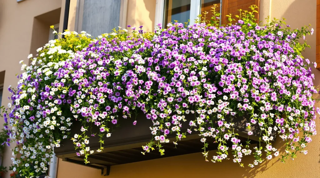 Scaevola en jardinière : une avalanche de fleurs pendant 7 mois !