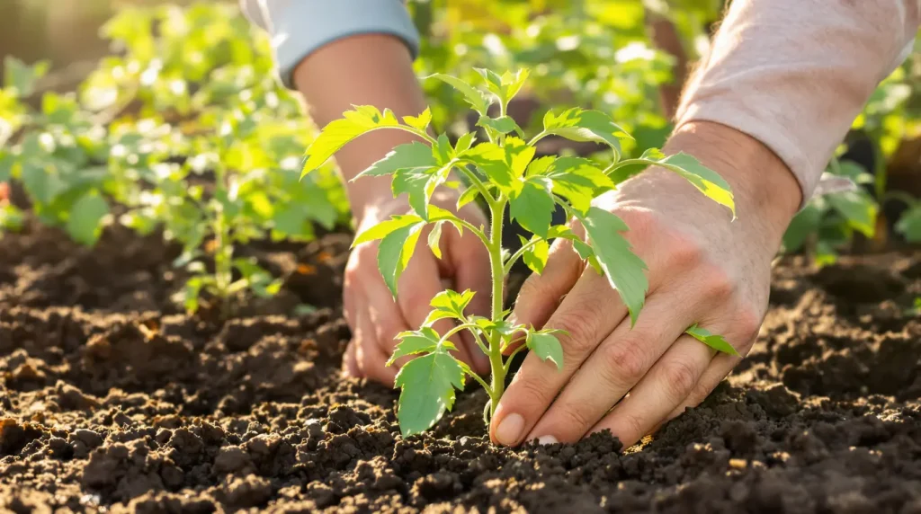 « Tu plantes tes tomates trop haut » : un pépiniériste m'a montré où enterrer la tige pour prévenir le mildiou