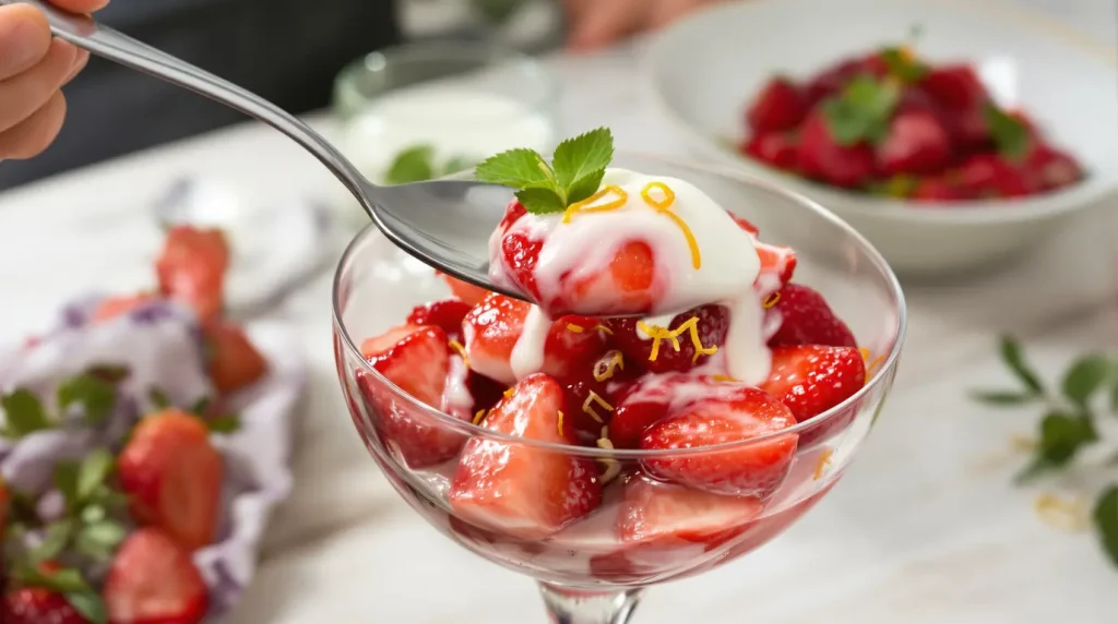 Envie de fraises en dessert ? Optez pour cette salade de fraises, gourmande, fraîche et acidulée