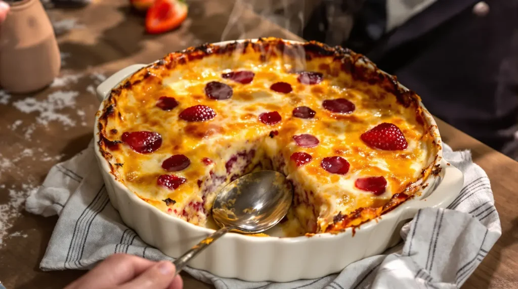 J'ai enfourné mes fraises dans un plat à gratin et depuis, plus personne ne me réclame de tarte aux fraises