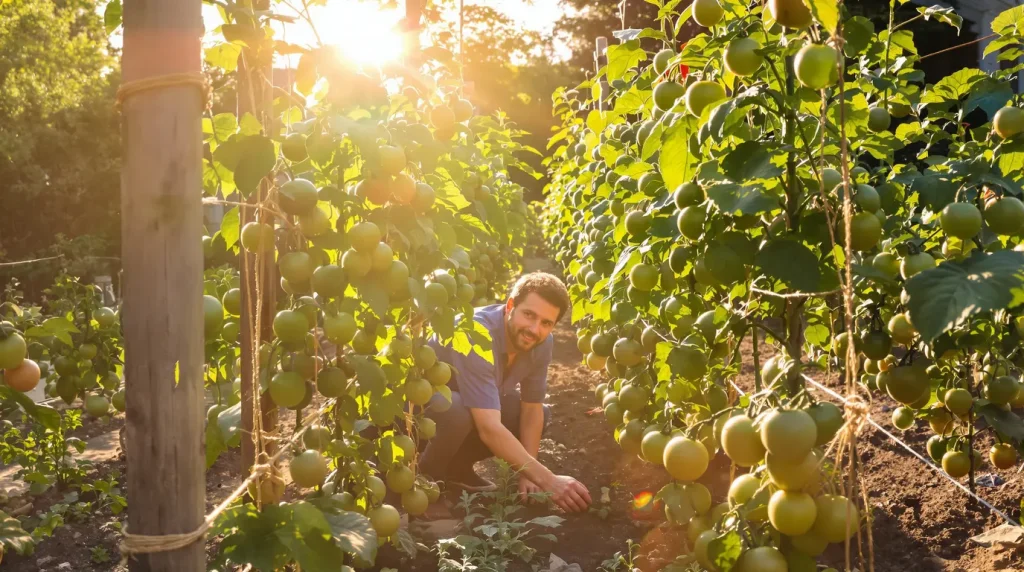 Tomates : la méthode Florida Weave des maraîchers qui remplace dix tuteurs en bambou par seulement deux piquets et une ficelle
